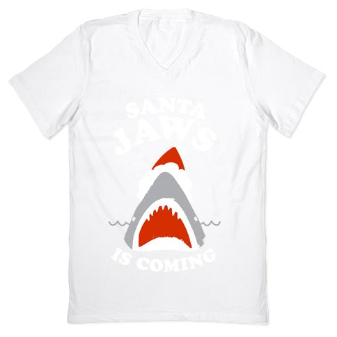 Santa Jaws Is Coming V-Neck